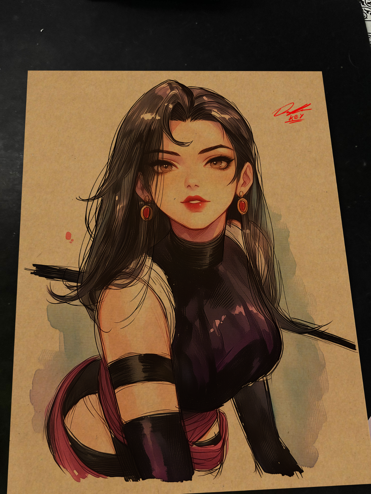 Psylocke Art Print Signed 8.5x11 | Art by Keyeske