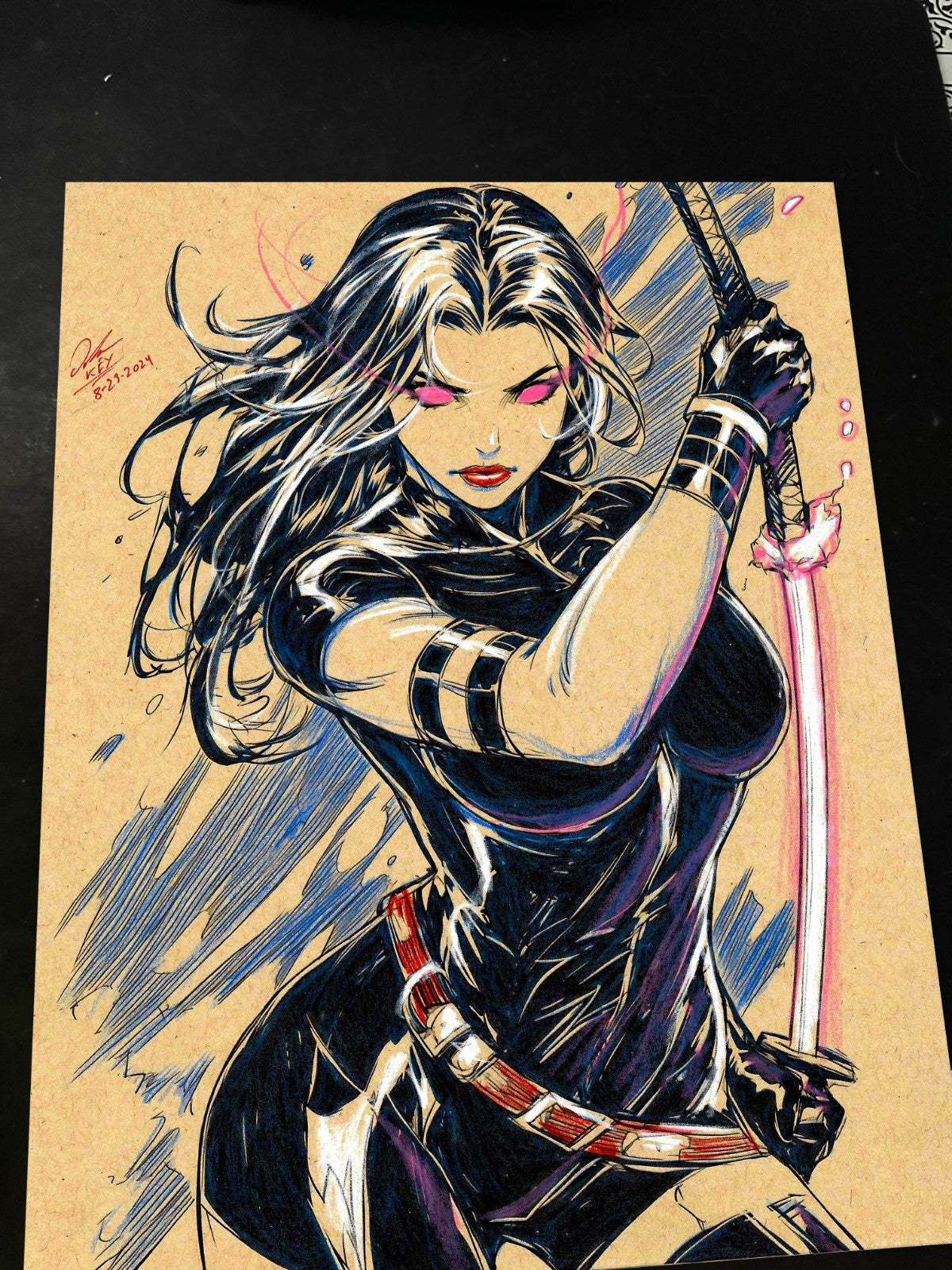 Psylocke Art Print Signed 8.5x11 | Art by Keyeske