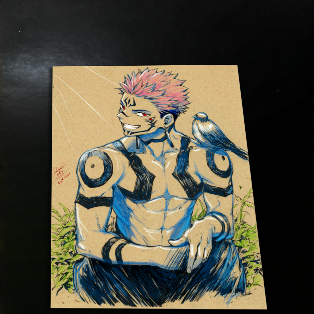 Sukuna Jujutsu Kaisen Art Print Signed 8.5x11 | Art by Keyeske