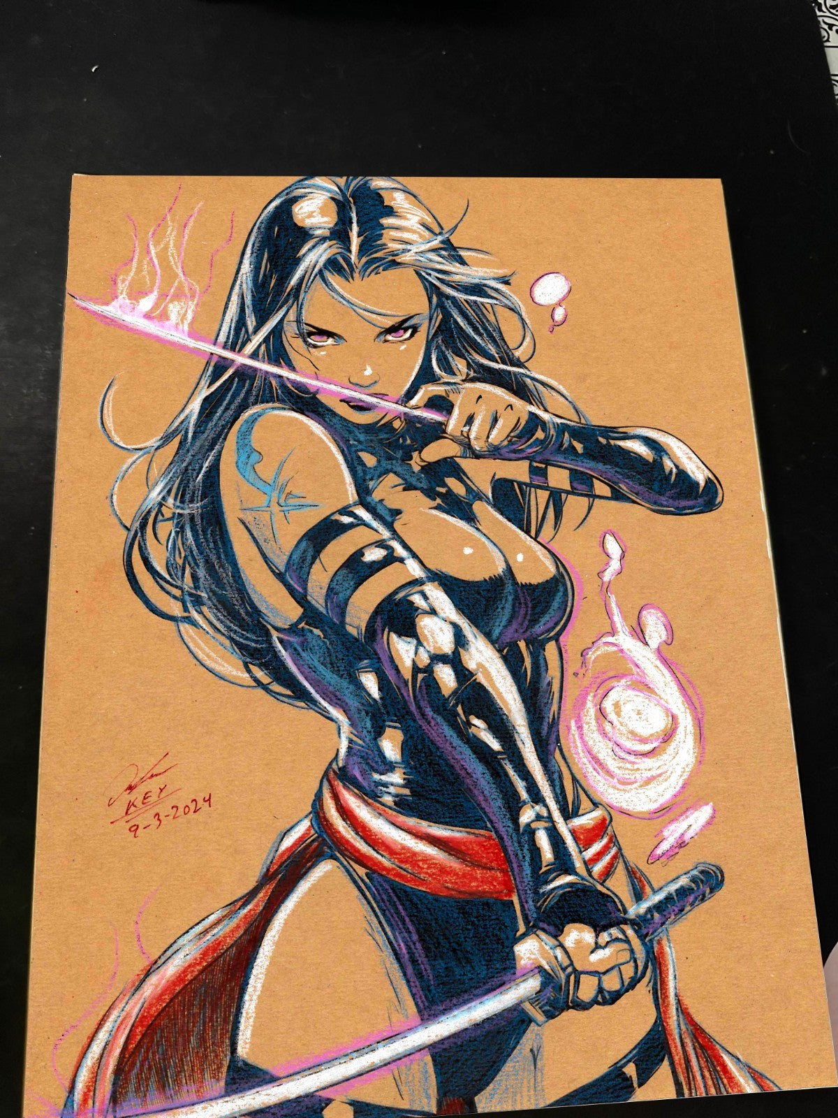 Psylocke Art Print Signed 8.5x11 | Art by Keyeske