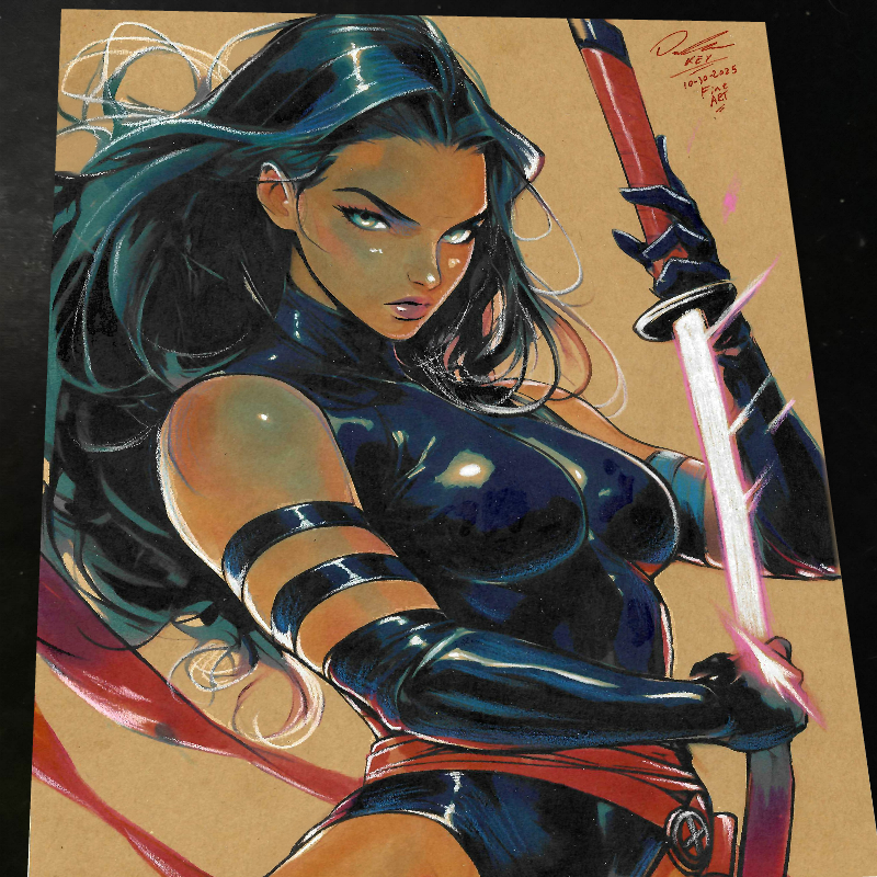 Psylocke Art Print Signed 8.5x11 | Art by Keyeske