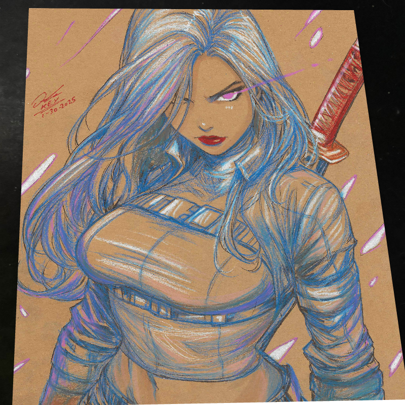 Psylocke Art Print Signed 8.5x11 | Art by Keyeske