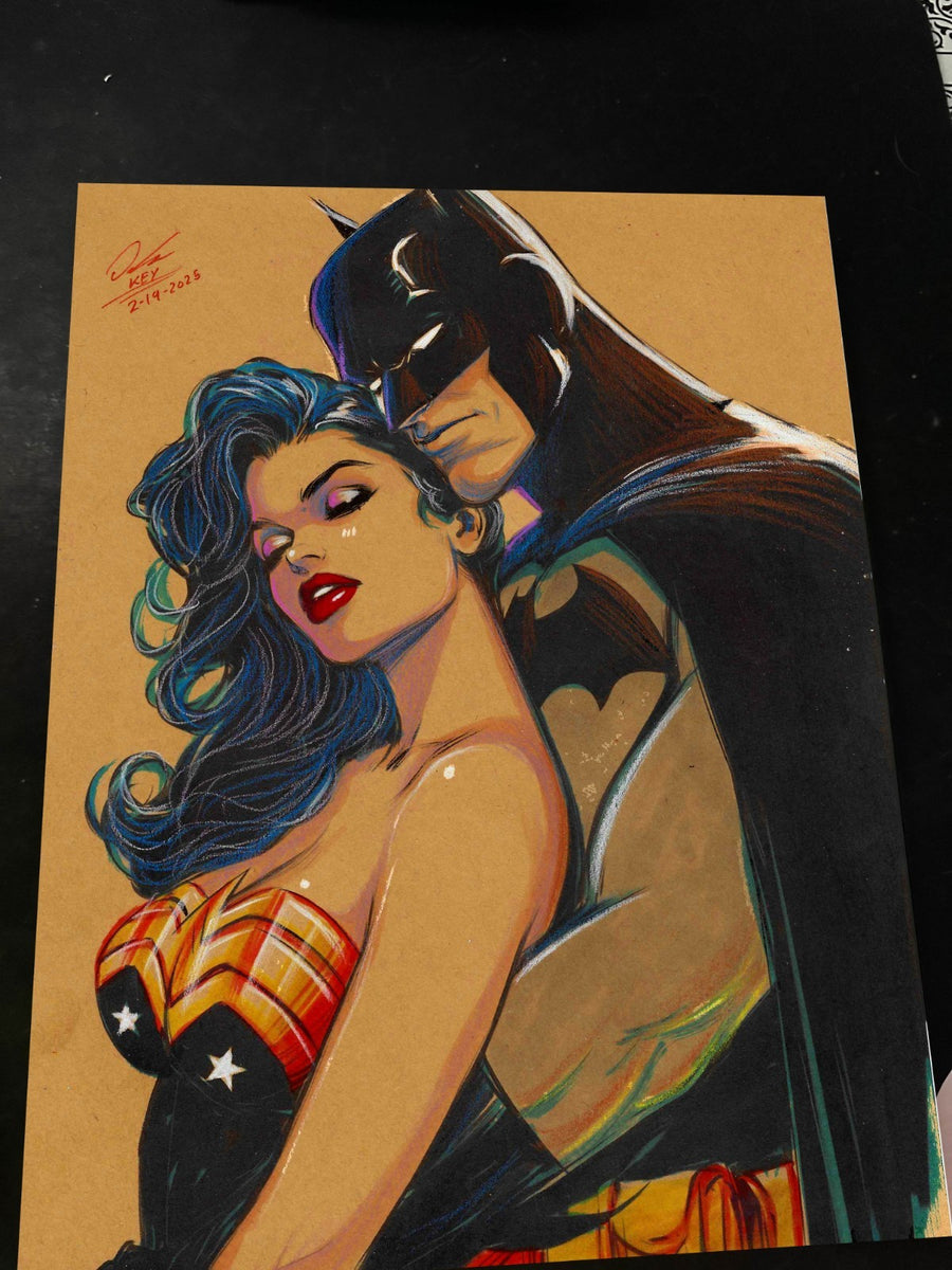 Batman & Wonder Woman Art Print Signed 8.5x11 | Art by Keyeske