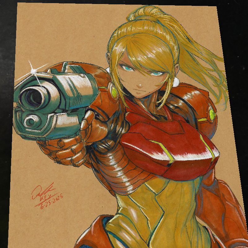 Zero Suit Samus Aran Super Metroid Art Print Signed 8.5x11 | Art by Keyeske