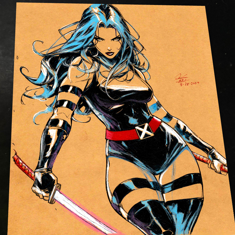 Psylocke Art Print Signed 8.5x11 | Art by Keyeske