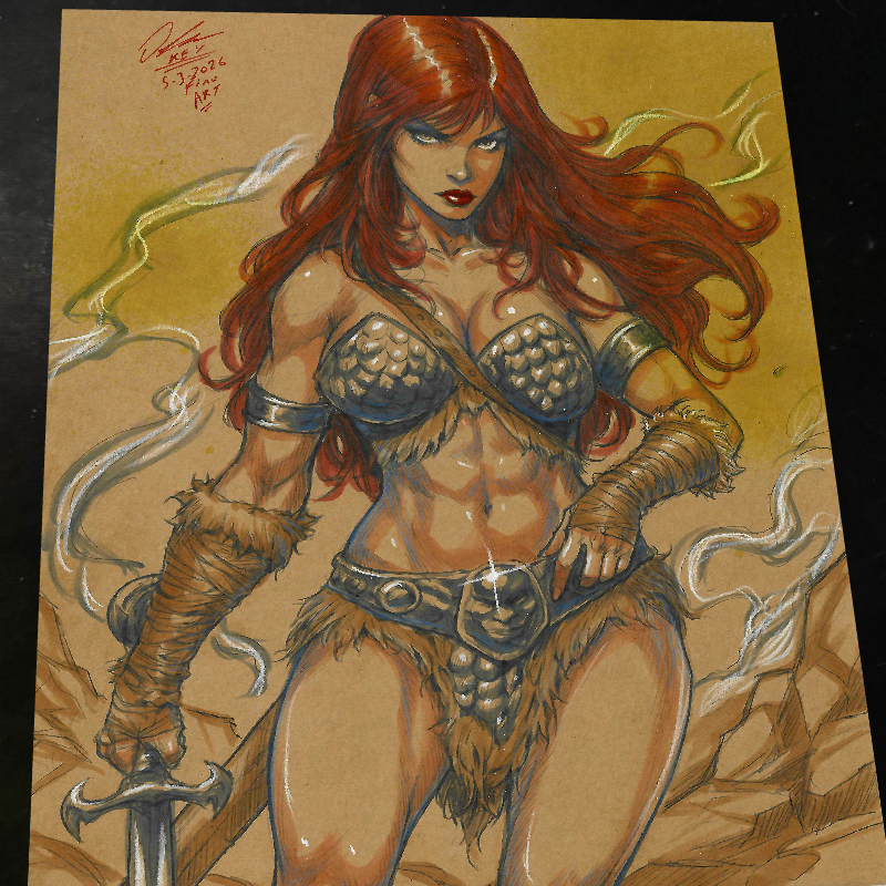 Red Sonja Art Print Signed 8.5x11 | Art by Keyeske