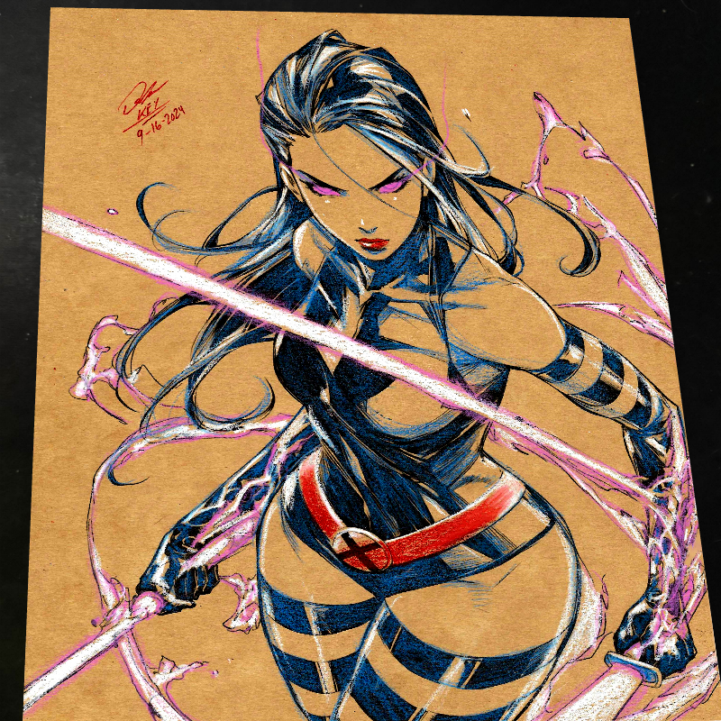 Psylocke Art Print Signed 8.5x11 | Art by Keyeske