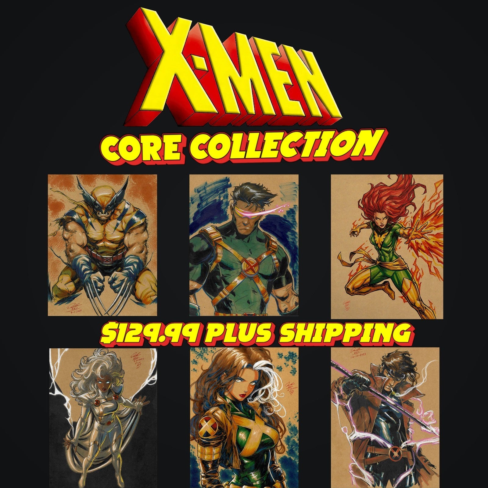 X-Men Art Print Core Collection Set – 6 Signed 8.5x11 Prints | Art by Keyeske