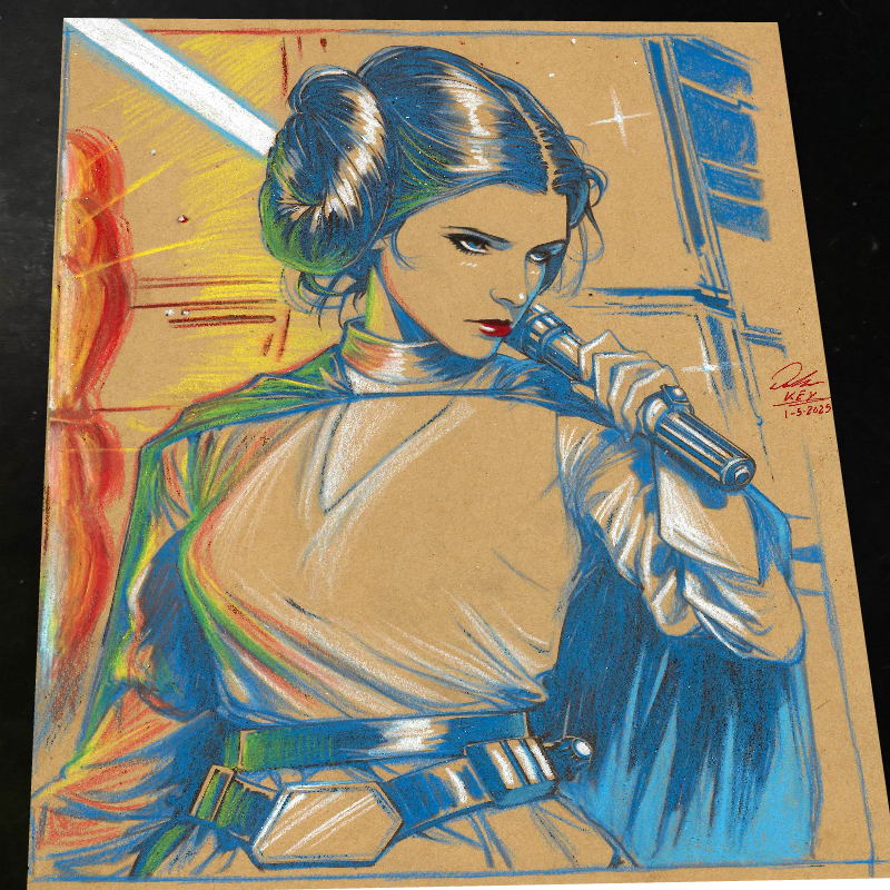 Princess Leia Art Print Signed 8.5x11 | Art by Keyeske