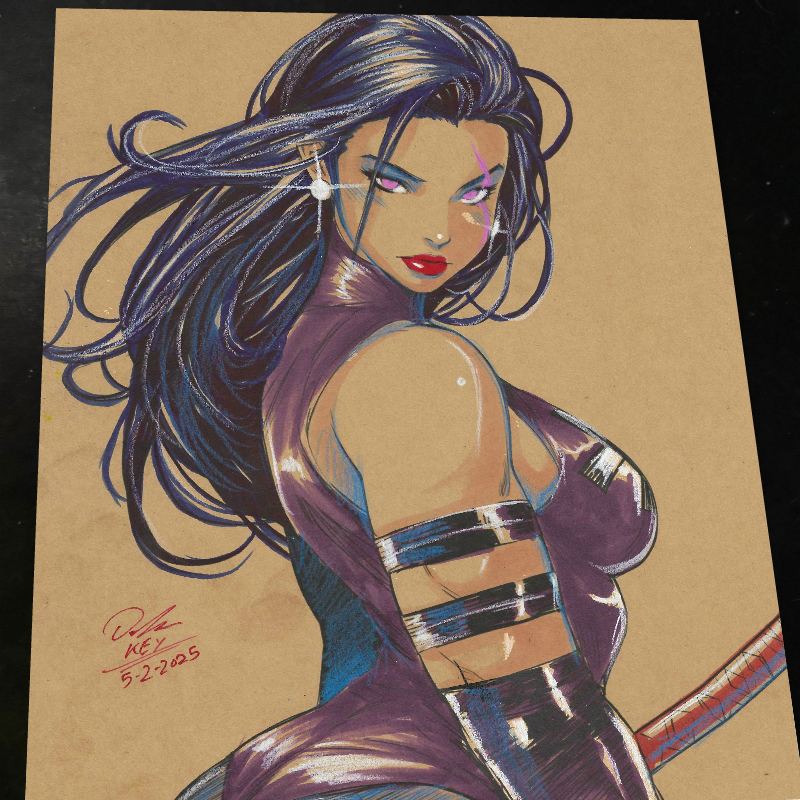 Psylocke Art Print Signed 8.5x11 | Art by Keyeske