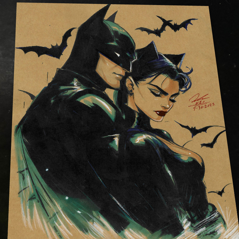 Batman & Catwoman DC Comics Couple Art Print Signed 8.5x11 | Keyeske