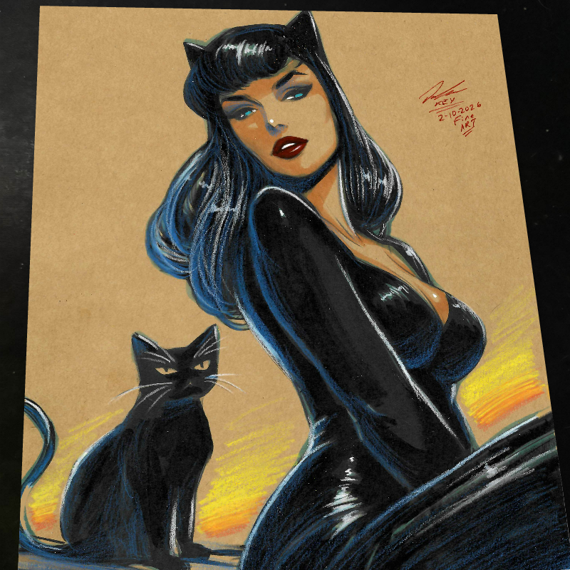 Catwoman Art Print Signed 8.5x11 | Art by Keyeske