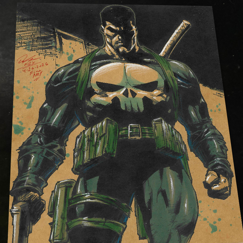 Punisher Art Print Signed 8.5x11 | Art by Keyeske