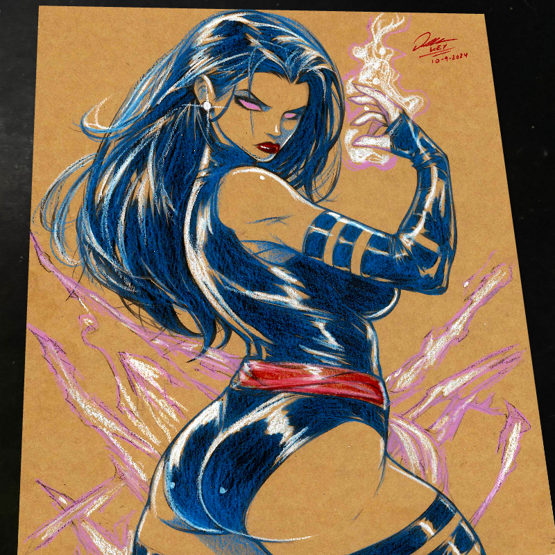 Psylocke Art Print Signed 8.5x11 | Art by Keyeske
