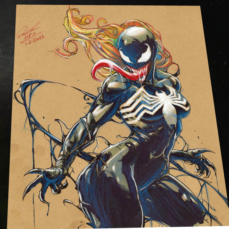 Female Venom Art Print Signed 8.5x11 | Art by Keyeske
