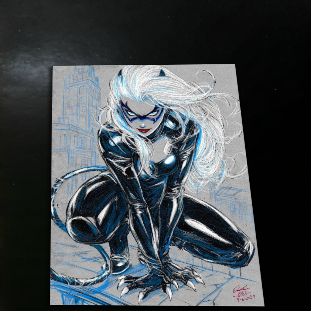 Black Cat Art Print Signed 8.5x11 | Art by Keyeske