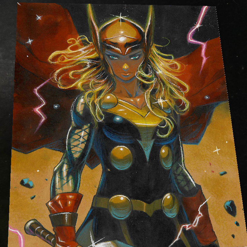 Jane Foster Mighty Thor Marvel Art Print Signed 8.5x11 | Art by Keyeske