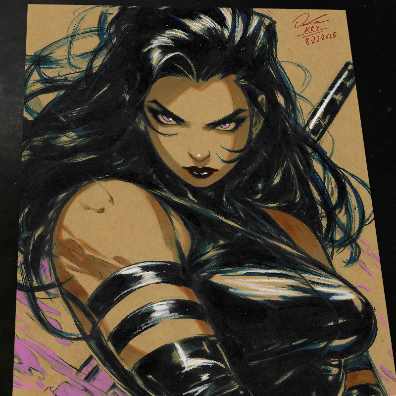 Psylocke Art Print Signed 8.5x11 | Art by Keyeske