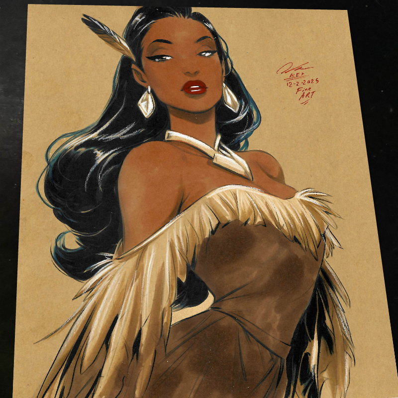 Pocahontas Art Print Signed 8.5x11 | Art by Keyeske