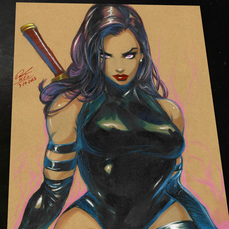 Psylocke Art Print Signed 8.5x11 | Art by Keyeske