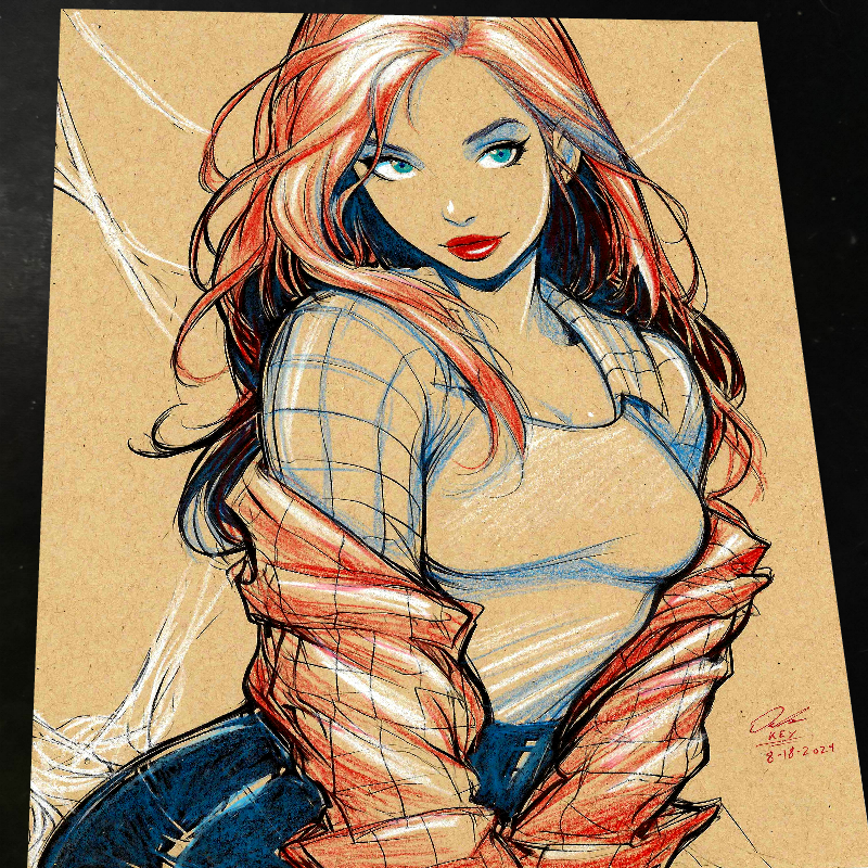 Mary Jane Watson Art Print Signed 8.5x11 | Art by Keyeske