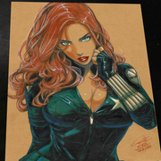 Black Widow Marvel Gold Gauntlet art print by Keyeske