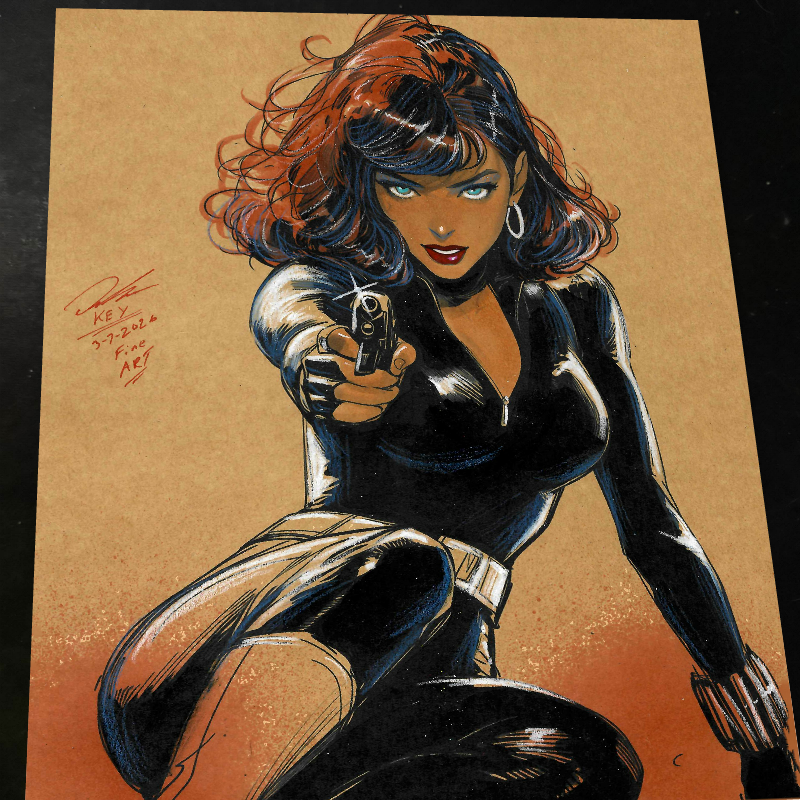 Black Widow Art Print Signed 8.5x11 | Art by Keyeske