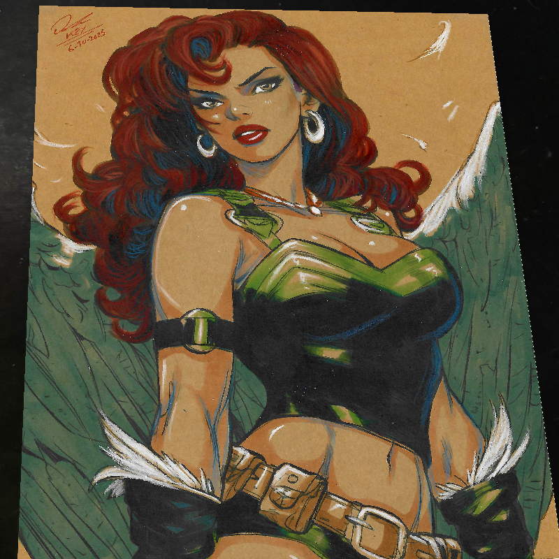 Hawkgirl Art Print Signed 8.5x11 | Art by Keyeske