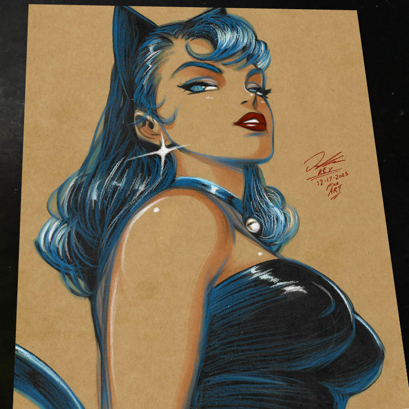 Catwoman Art Print Signed 8.5x11 | Art by Keyeske