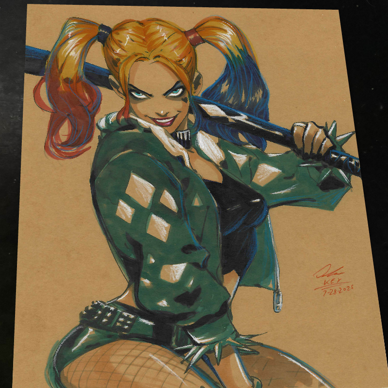 Harley Quinn Print Signed 8.5x11 | Art by Keyeske