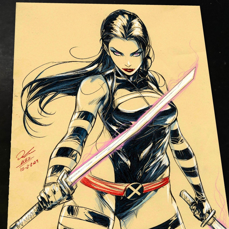 Psylocke Art Print Signed 8.5x11 | Art by Keyeske