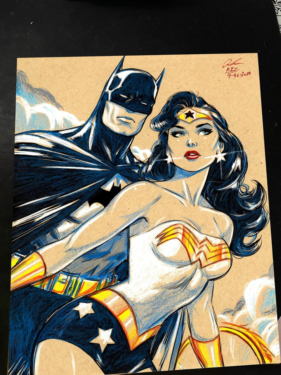 Batman & Wonder Woman Art Print Signed 8.5x11 | Art by Keyeske