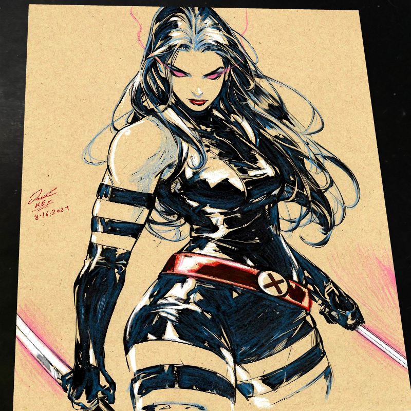 Psylocke Art Print Signed 8.5x11 | Art by Keyeske