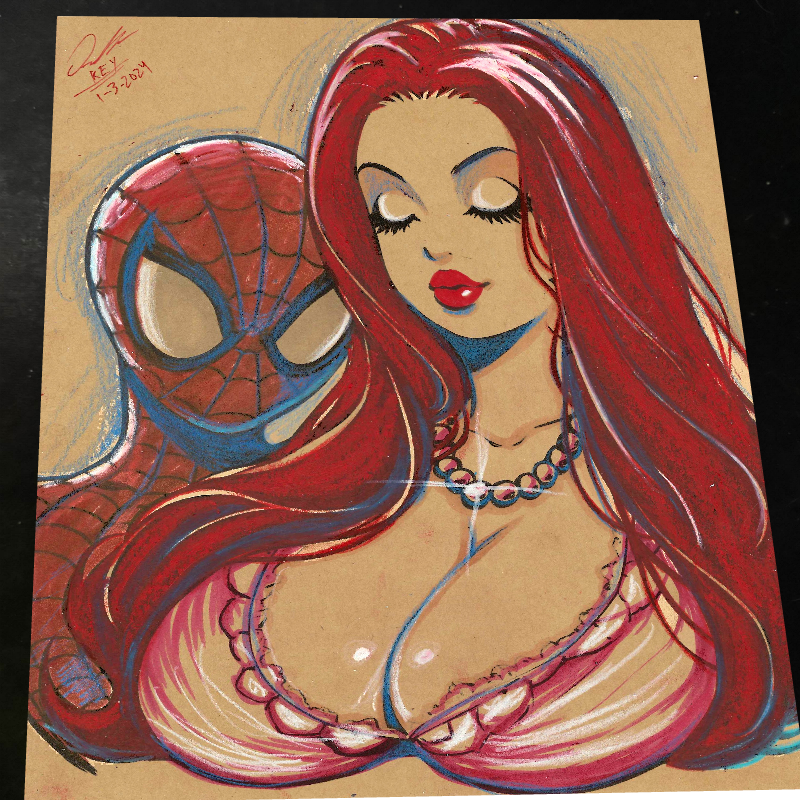 Spider-Man & Mary Jane Watson - Marvel art print by Keyeske