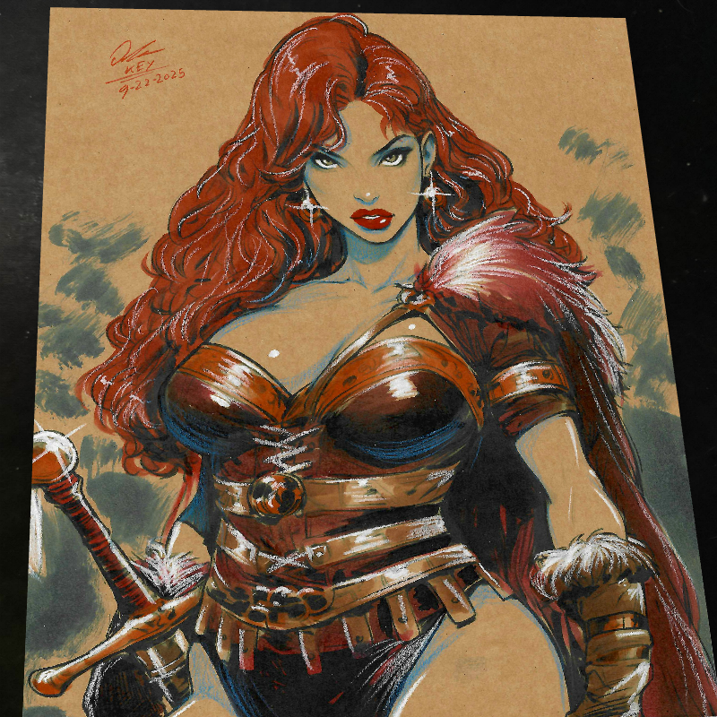 Red Sonja Art Print Signed 8.5x11 | Art by Keyeske