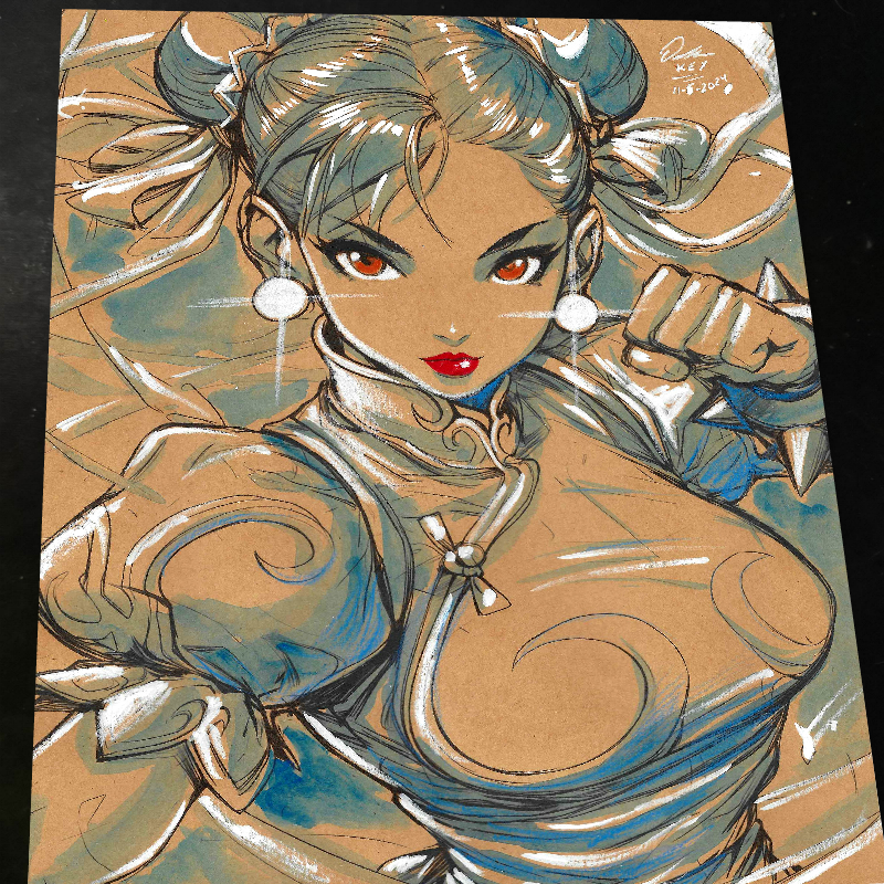 Chun Li Street Fighter Art Print Signed 8.5x11 | Art by Keyeske