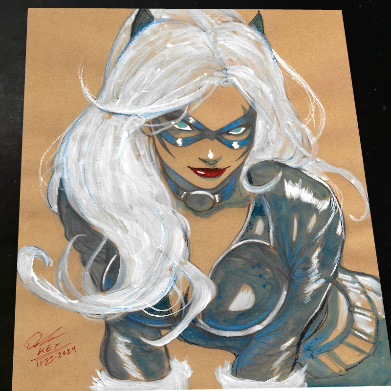 Black Cat Art Print Signed 8.5x11 | Art by Keyeske