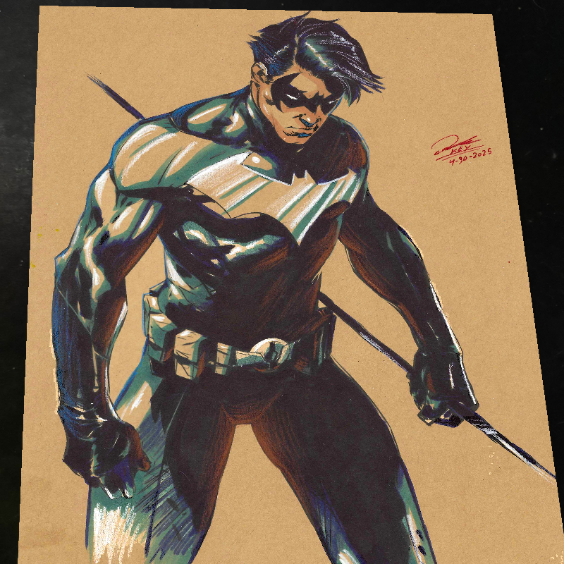 Nightwing Art Print Signed 8.5x11 | Art by Keyeske