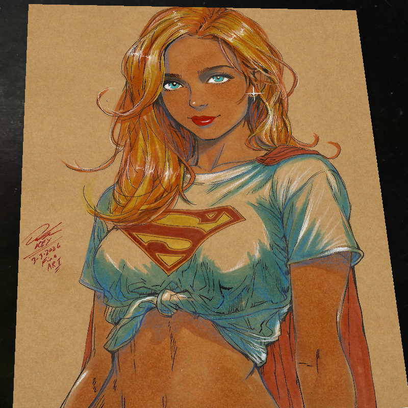 Supergirl DC Art Print Signed 8.5x11 | Art by Keyeske