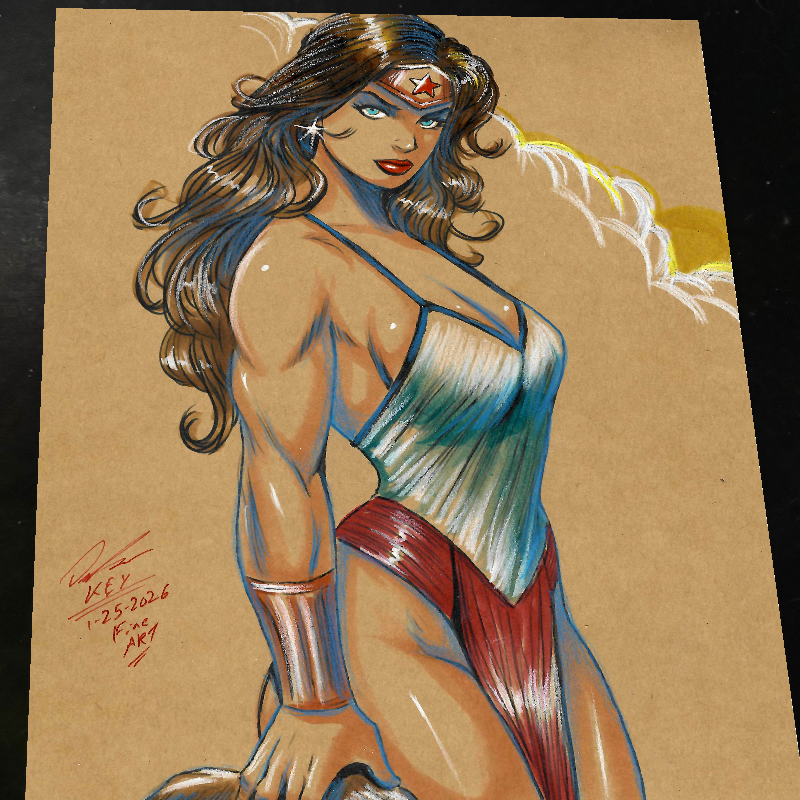 Wonder Woman Art Print Signed 8.5x11 | Art by Keyeske