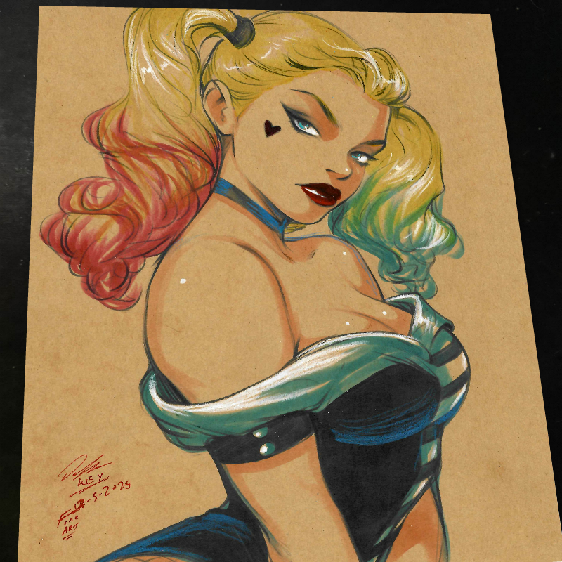 Harley Quinn Print Signed 8.5x11 | Art by Keyeske