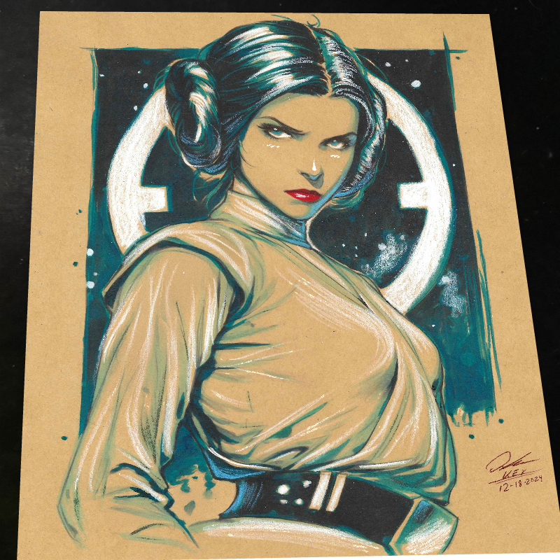 Princess Leia Art Print Signed 8.5x11 | Art by Keyeske