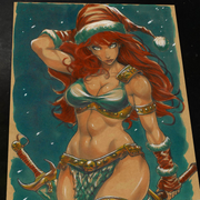 Red Sonja Art Print Signed 8.5x11 | Art by Keyeske