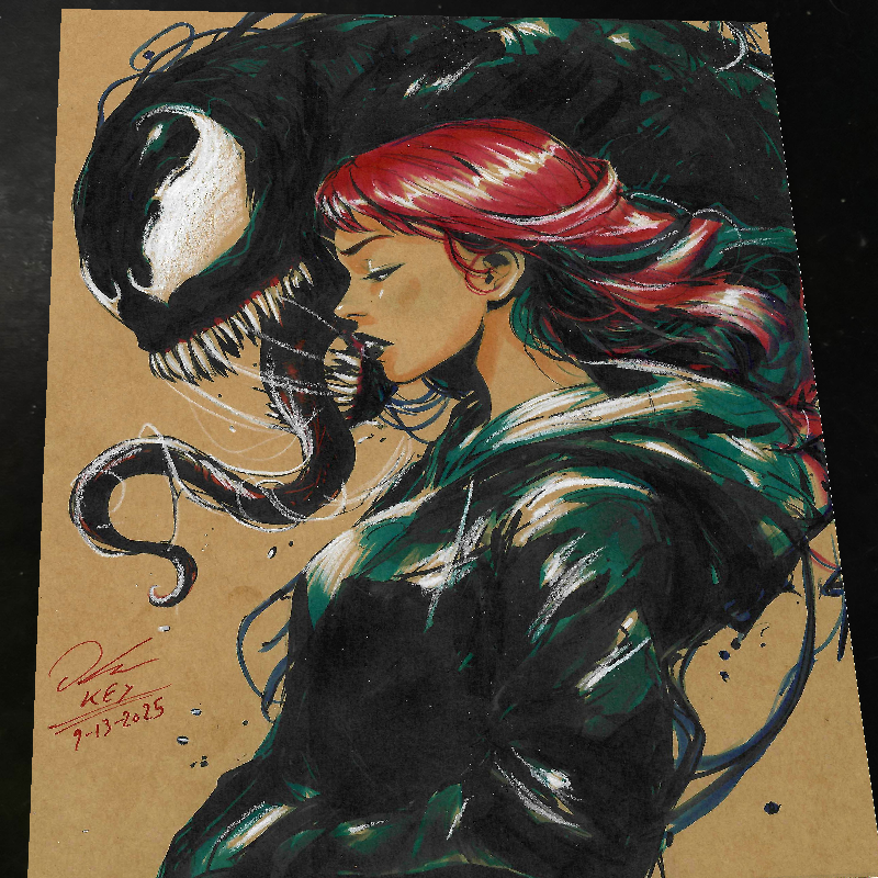 Mary Jane x Venom Art Print Signed 8.5x11 | Art by Keyeske