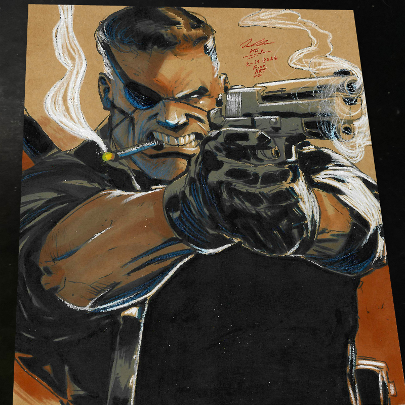 Punisher Art Print Signed 8.5x11 | Art by Keyeske