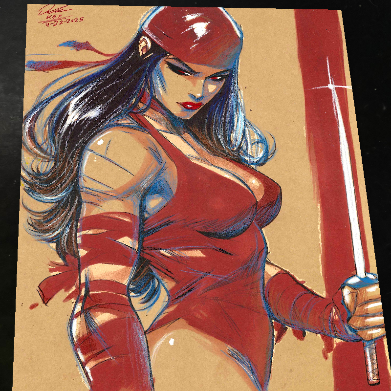 Elektra Art Print Signed 8.5x11 | Art by Keyeske