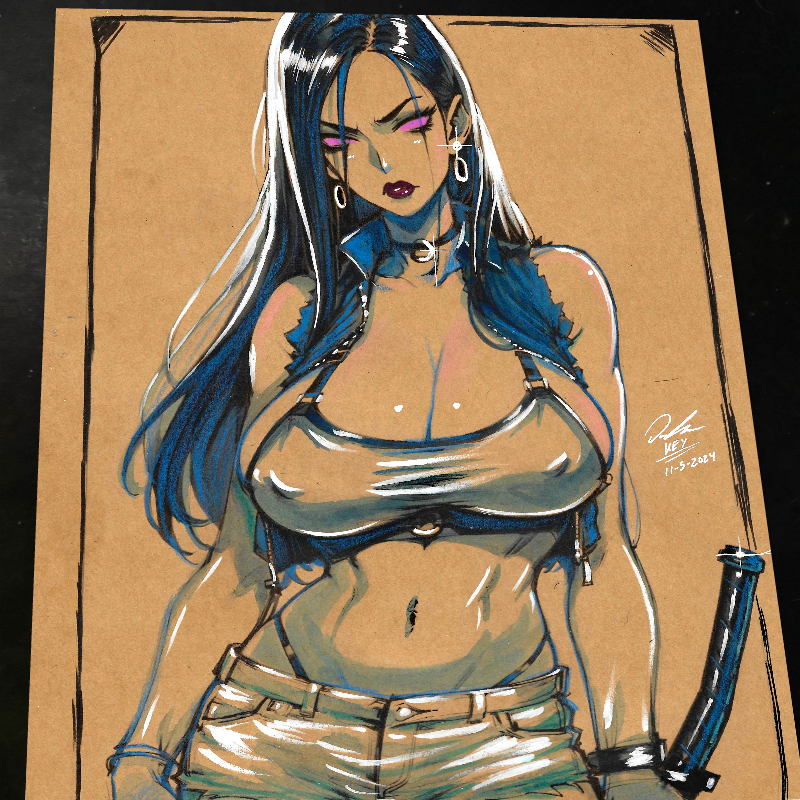 Psylocke Art Print Signed 8.5x11 | Art by Keyeske