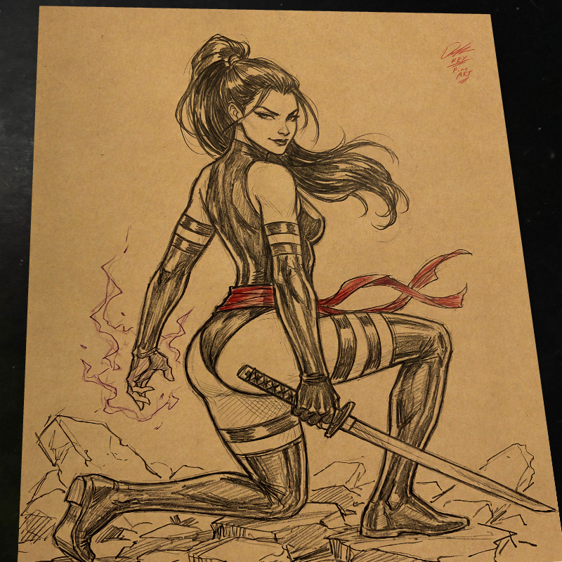 Psylocke Art Print Signed 8.5x11 | Art by Keyeske