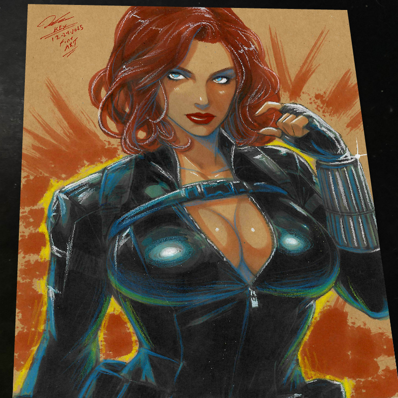 Black Widow Art Print Signed 8.5x11 | Art by Keyeske