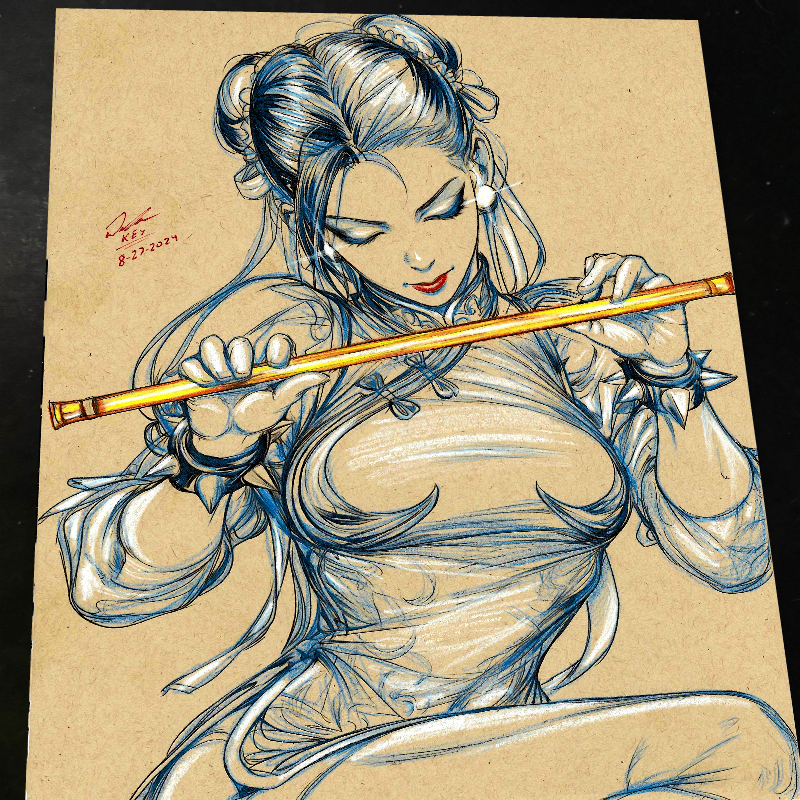 Chun Li Street Fighter Art Print Signed 8.5x11 | Art by Keyeske